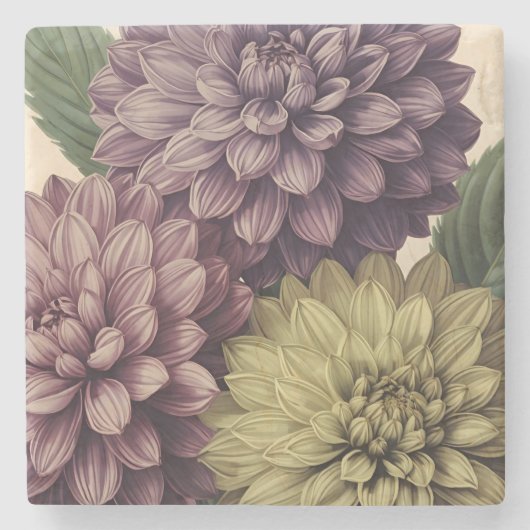 Vintage Flowers Stenen Onderzetter (Voorkant)