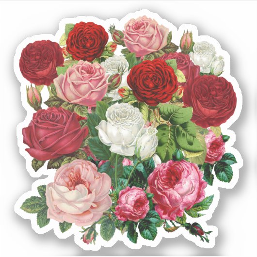Vintage Flowers Sticker (Voorkant)