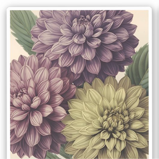 Vintage Flowers Sticker (Voorkant)