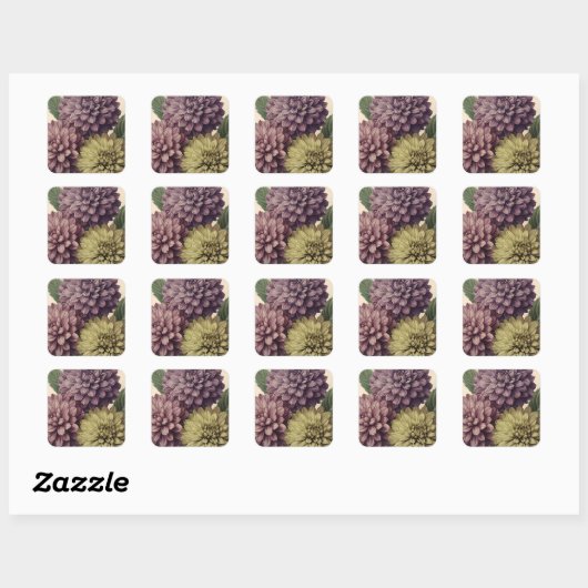 Vintage Flowers Vierkante Sticker (Vel)