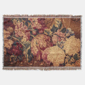 Vintage flowers woven jaquard blanket deken (Voorkant)