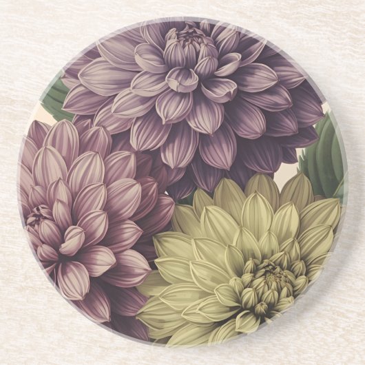 Vintage Flowers Zandsteen Onderzetter (Voorkant)