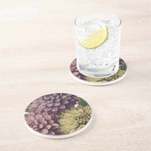 Vintage Flowers Zandsteen Onderzetter (Zijkant)