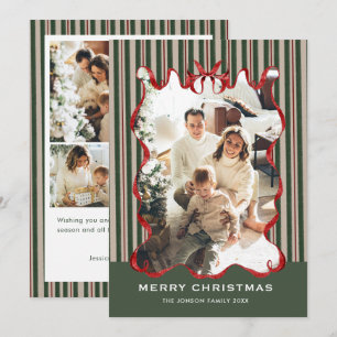 Vintage Fluwelen Kerstmis Rode Strik Coquette 5 Fo Feestdagenkaart