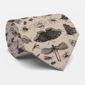 Vintage Flying Insects & Beetles Entomology Taupe Stropdas (Opgerold)