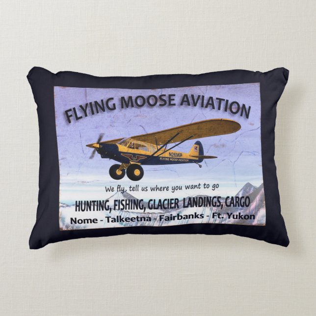 Vintage Flying Moose Aviation reclamebord Accent Kussen (Voorkant)