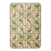 Vintage Folk Art Christmas Birds & Holly Berry Badmat (Voorkant Verticaal)