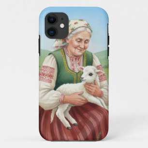 Vintage Folk Art Oma en Lam Hoestelcase Case-Mate iPhone Case