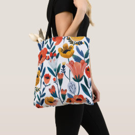Vintage Folk Bloemmotief Terracotta T Tote Bag