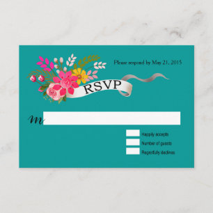 Vintage Folklore Floral Love Banner RSVP Kaartje