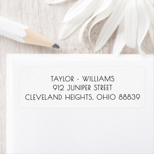 Vintage Font Black White Wedding Return Address Etiket (Insitu)