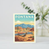Vintage Fontana California Briefkaart (Staand voorkant)