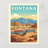 Vintage Fontana California Briefkaart (Voorkant)
