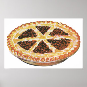 Vintage Foods Dessert, Versgebakken Pecannentaart Poster