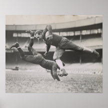 Vintage Football poster zwart-wit man grot