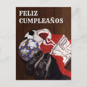 Vintage Football Soccer FELIZ CUMPLEAÑOS Card Briefkaart