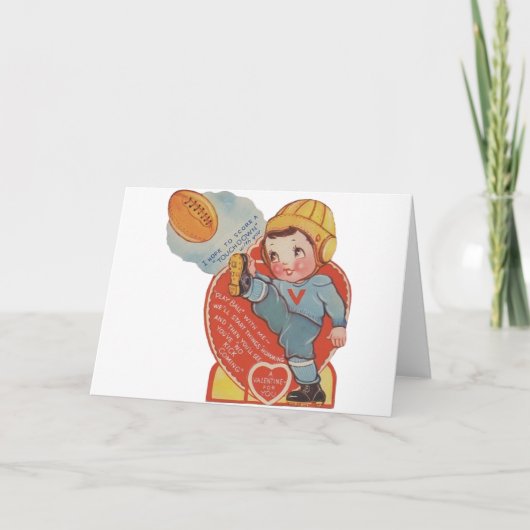 Vintage Football Valentijn Wenskaart Feestdagen Kaart (Voorkant)