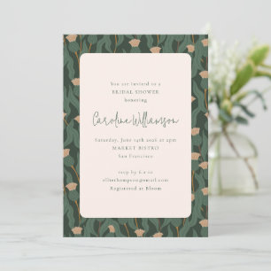 Vintage Forest Green Blush Floral Vrijgezellenfees Kaart