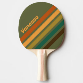Vintage Forest Moeras Hoekige Strepen met Naam Tafeltennisbatje
