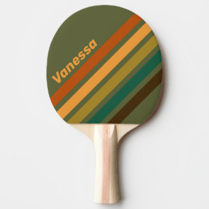 Vintage Forest Moeras Hoekige Strepen met Naam Tafeltennisbatje