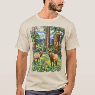 Vintage Forest Redwood Wildlife Eland in Van Gogh- T-shirt