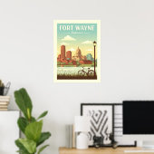 Vintage Fort Wayne Indiana Poster (Thuiskantoor)
