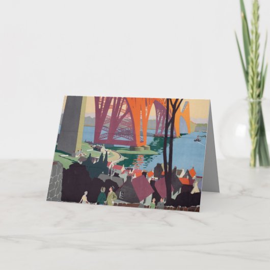 Vintage Forth Bridge Scotland Folded Wenskaart Kaart (Voorkant)