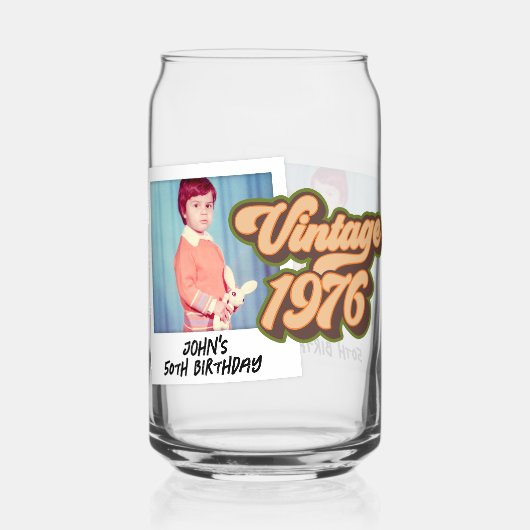 Vintage foto 1976 50e verjaardag blikvorm glas (Voorkant)