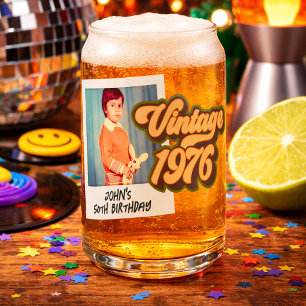 Vintage foto 1976 50e verjaardag blikvorm glas