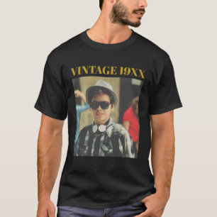 Vintage foto aangepaste geboortejaar verjaardag t-shirt