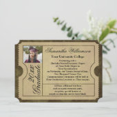Vintage Foto College Graduation Ticket Invitation Kaart (Staand voorkant)