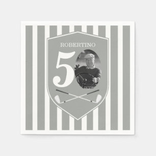 Vintage Foto Golfer Grijs Wit 50ste Verjaardag Servet