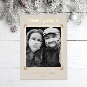 Vintage Foto Lijst Retro Greeting Gold Folie Feestdagenkaart