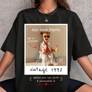 Vintage Foto Nostalgische Verjaardag Aangepast Jaa T-shirt
