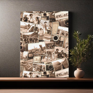 Vintage Fotocollage Sepia ID1066 Canvas Afdruk
