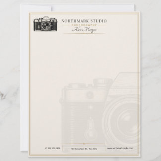 Vintage Fotograaf | Luxe Gouden Camera Briefhoofd