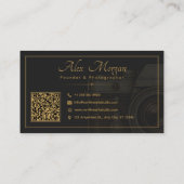 Vintage Fotograaf | Luxe Gouden Camera QR Code  Visitekaartje (Achterkant)