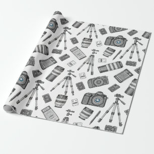 Vintage Fotografie Apparatuur Patroon Cadeaupapier