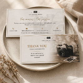 Vintage Fotografie Branding | Elegante Studio Bedankkaart