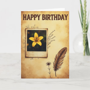 Vintage Fotokaart met Bloem Kaart