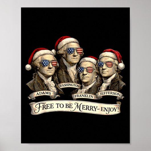 Vintage Founding Fathers Kerstmannenhoeden Patriot Poster (Voorkant)