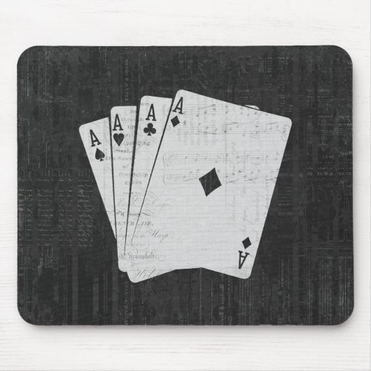 Vintage Four Aces Poker Thémousepad Muismat (Voorkant)
