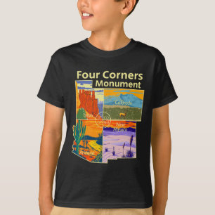 Vintage Four Corners-monument met ons nationaal pa T-shirt