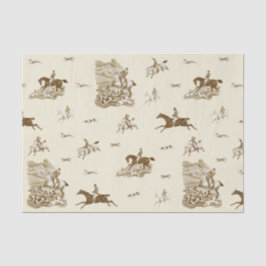 Vintage Fox Chase Horse Riders Hounds Hunting Tissuepapier