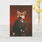 Vintage Fox Greetings Card Kaart (Gele Bloem)