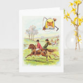 Vintage - Fox Hunters & Horses, Kaart (Gele Bloem)