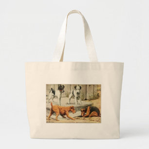 Vintage Fox, Wire Fox, Welsh en Irish Terriers Grote Tote Bag