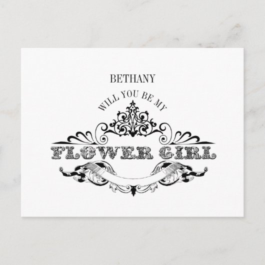 Vintage Frame Be My Flower Girl Kaart (Voorkant)