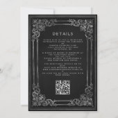 Vintage Frame Black Silver QR Code Wedding Kaart (Achterkant)