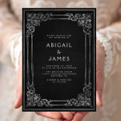 Vintage Frame Black Silver Wedding Kaart